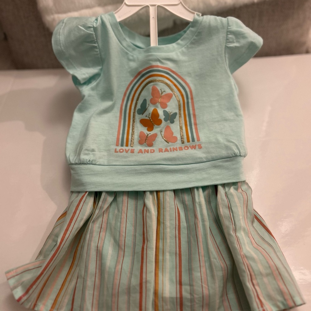 NWOT Carter's Light Blue Dress with Colorful Accents